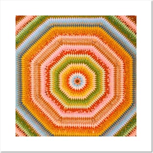 Retro Colorful Sunburst Quilt Posters and Art